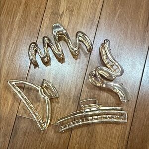 Gold Hair Claw Clips Set